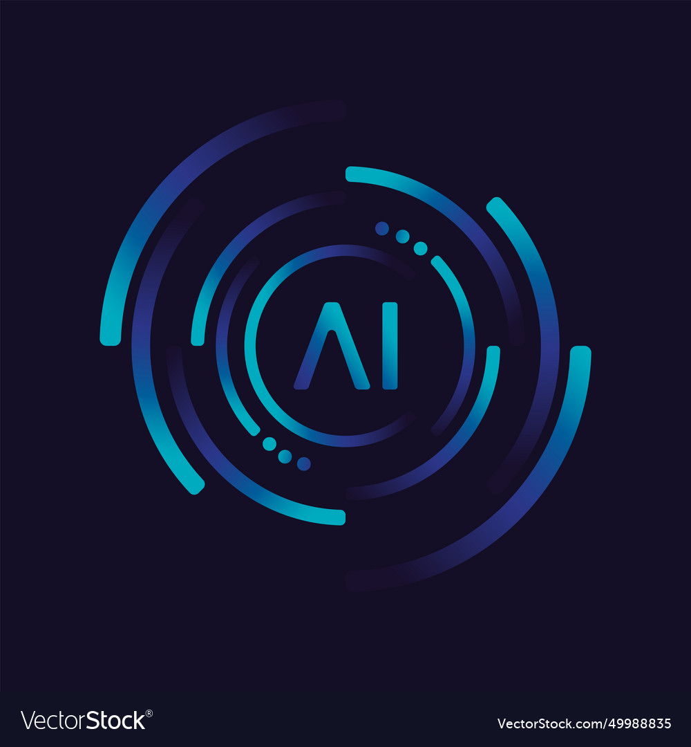 Artificial intelligence circuit line style vector image Artificial intelligence circuit line style