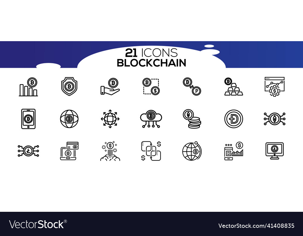 Blockchain web icon set information Vector Image Blockchain web icon set information