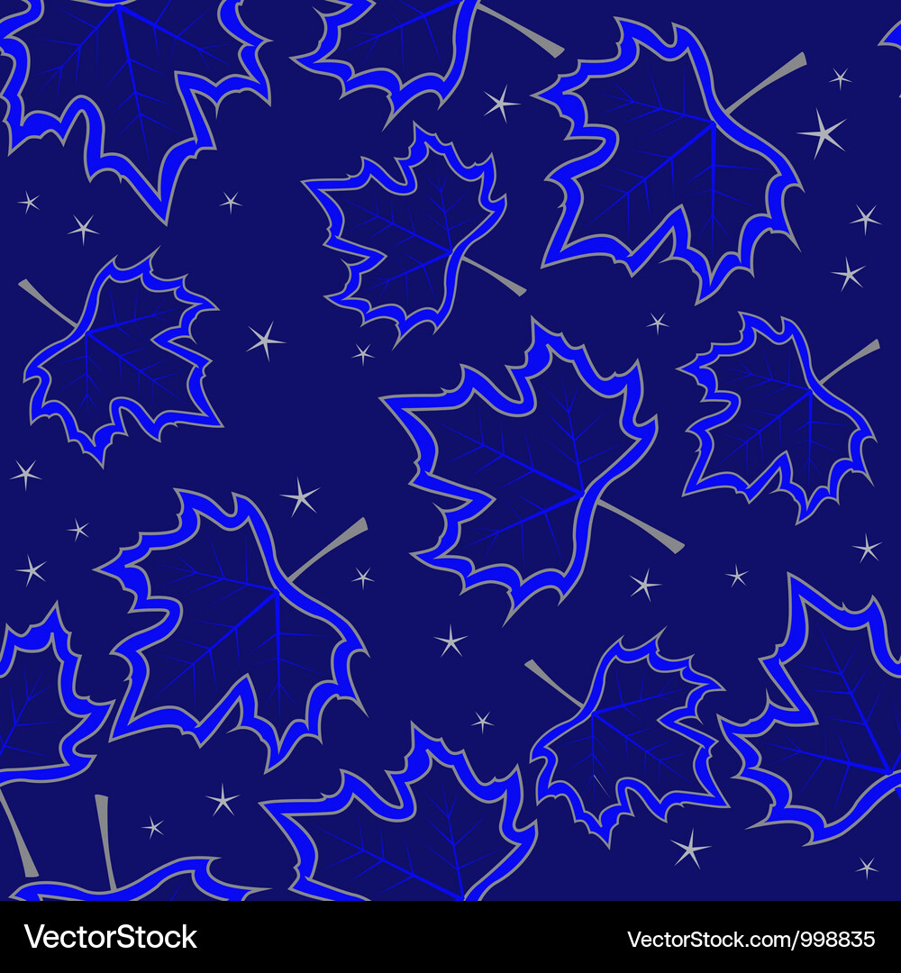 Blue maple leaves seamless pattern Royalty Free Vector Image