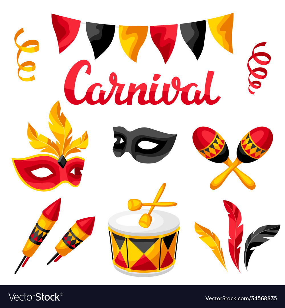 Carnival party seamless pattern with celebration vector image Carnival party seamless pattern with celebration