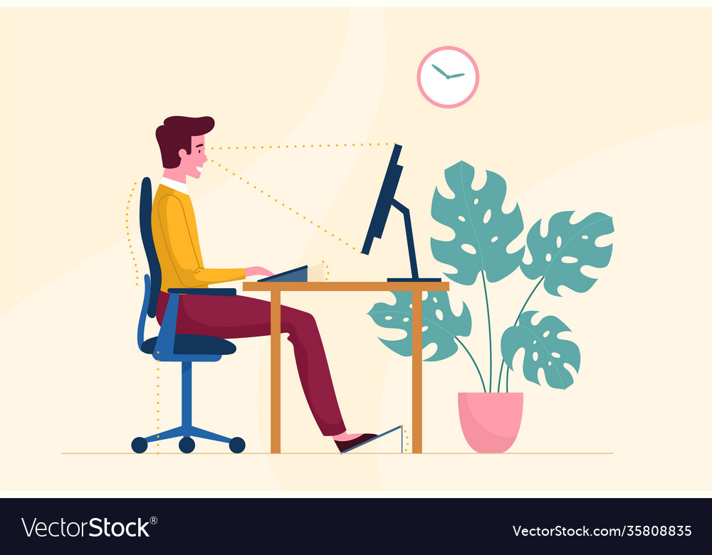 Correct posture or position when working