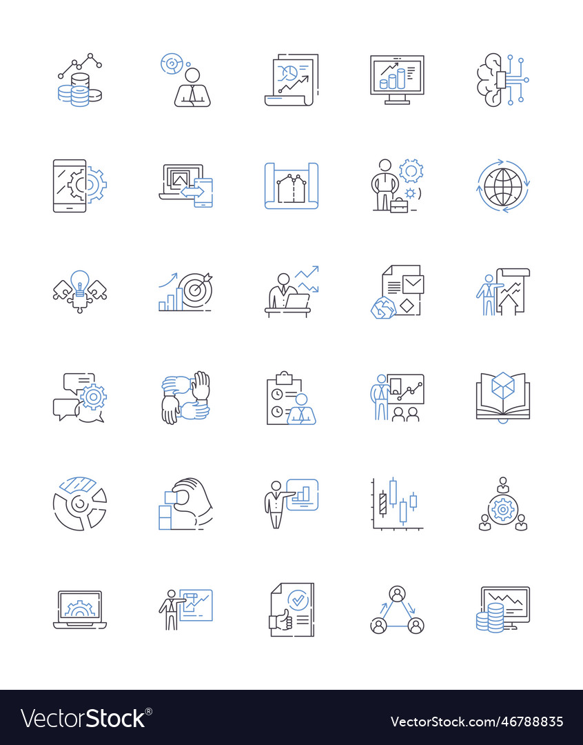 Cybersecurity line icons collection encryption