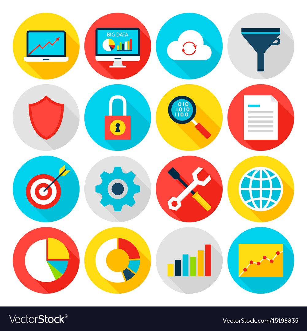 Data Analytics Icons - Circle Set