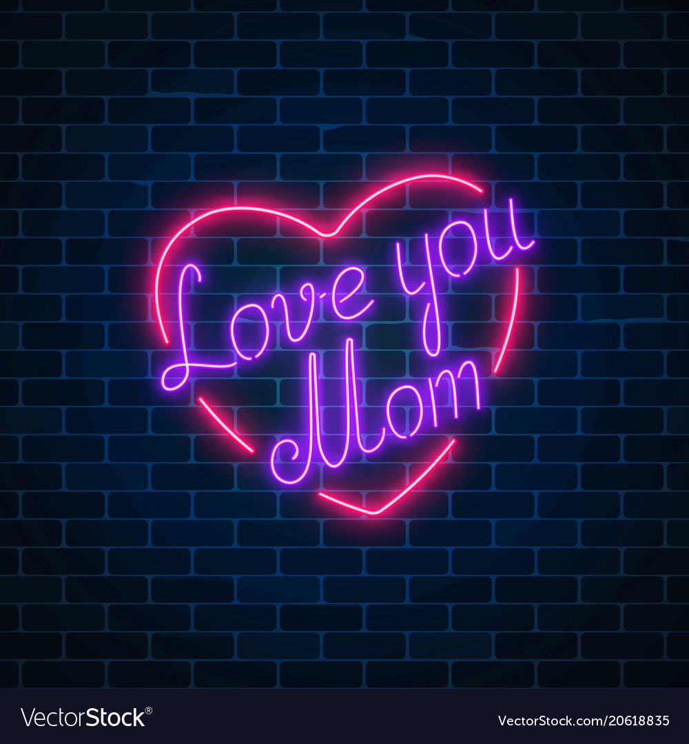 Happy mothers day neon glowing festive sign on a Vector Image