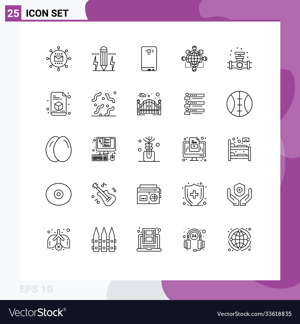 Pictograph set 25 simple lines logic