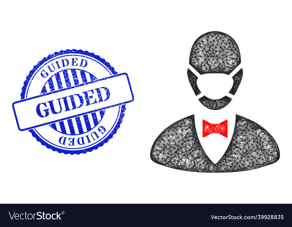 Textured guided stamp and net boss mask web mesh vector image Textured guided stamp and net boss mask web mesh