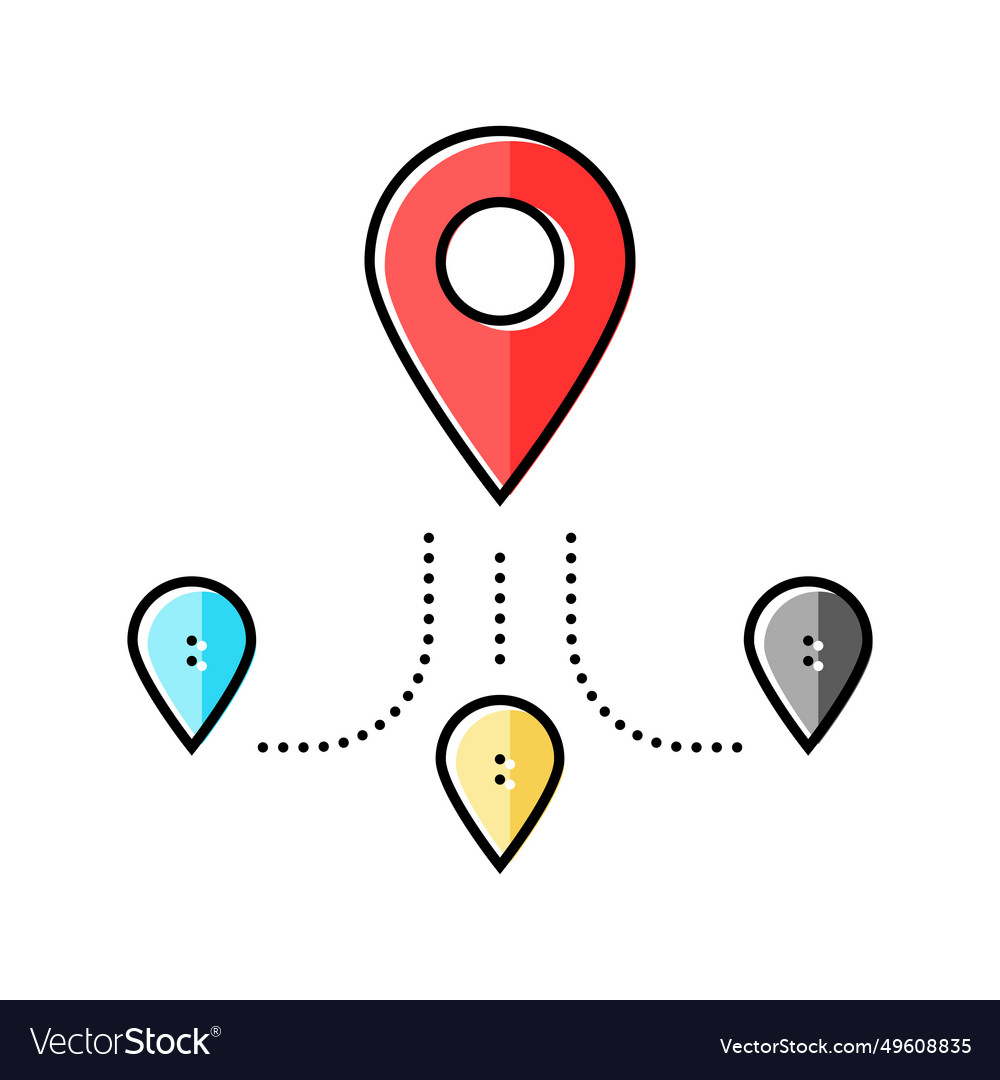 Track airplane pointer place color icon vector image Track airplane pointer place color icon