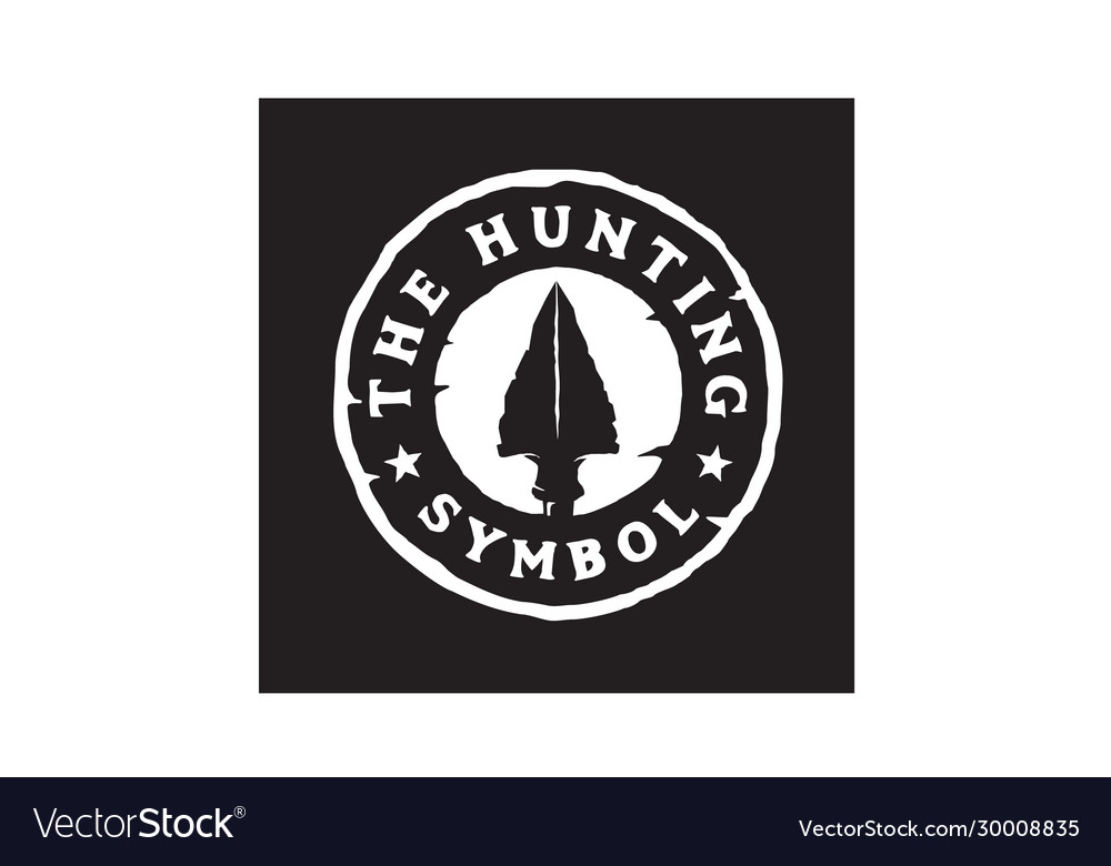 Vintage retro rustic spear arrowhead hunting logo
