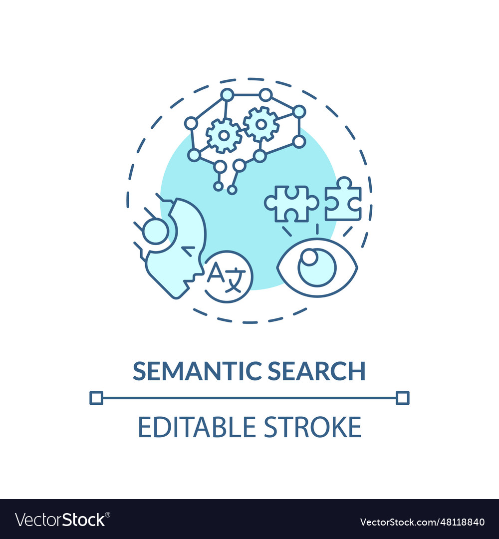 2d customizable semantic search line icon concept