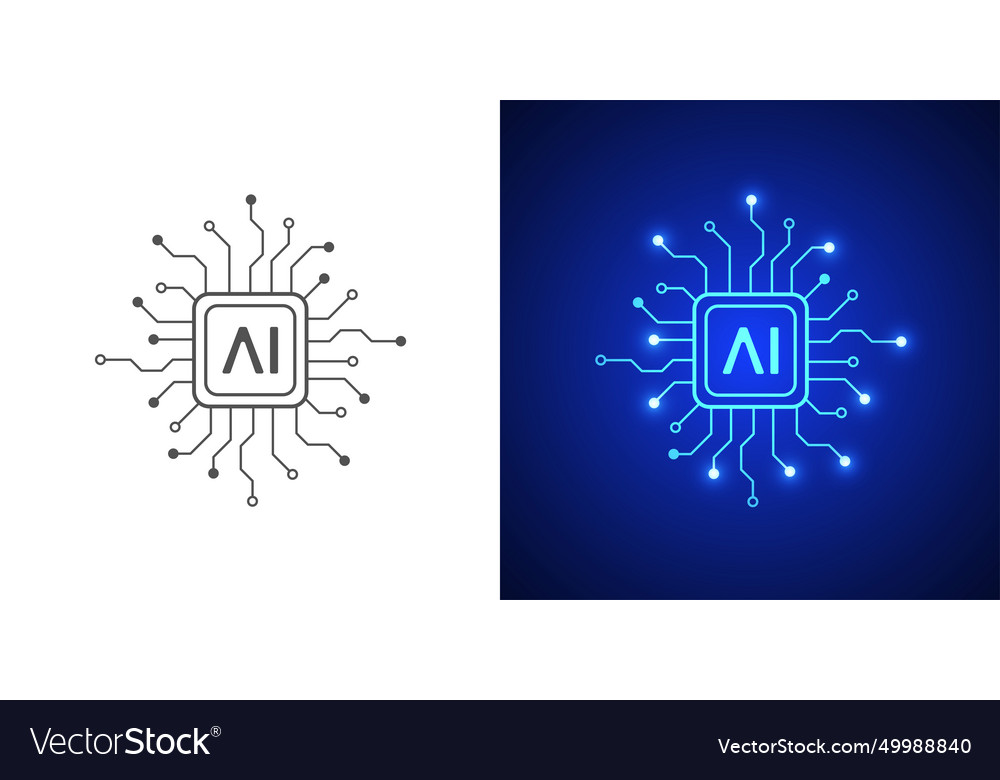 Artificial intelligence circuit line style Vector Image Artificial intelligence circuit line style