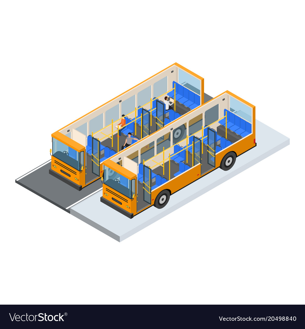 Autobus and elements part isometric view