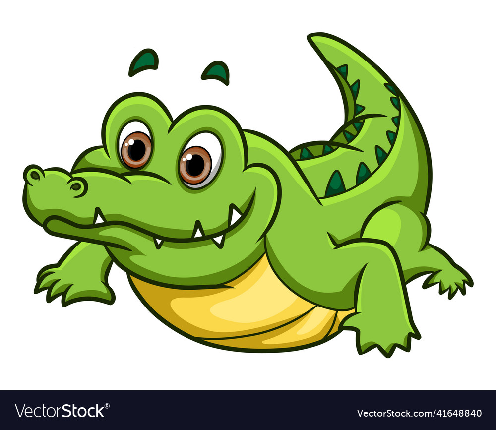 Big crocodile is crawling with the happy Vector Image