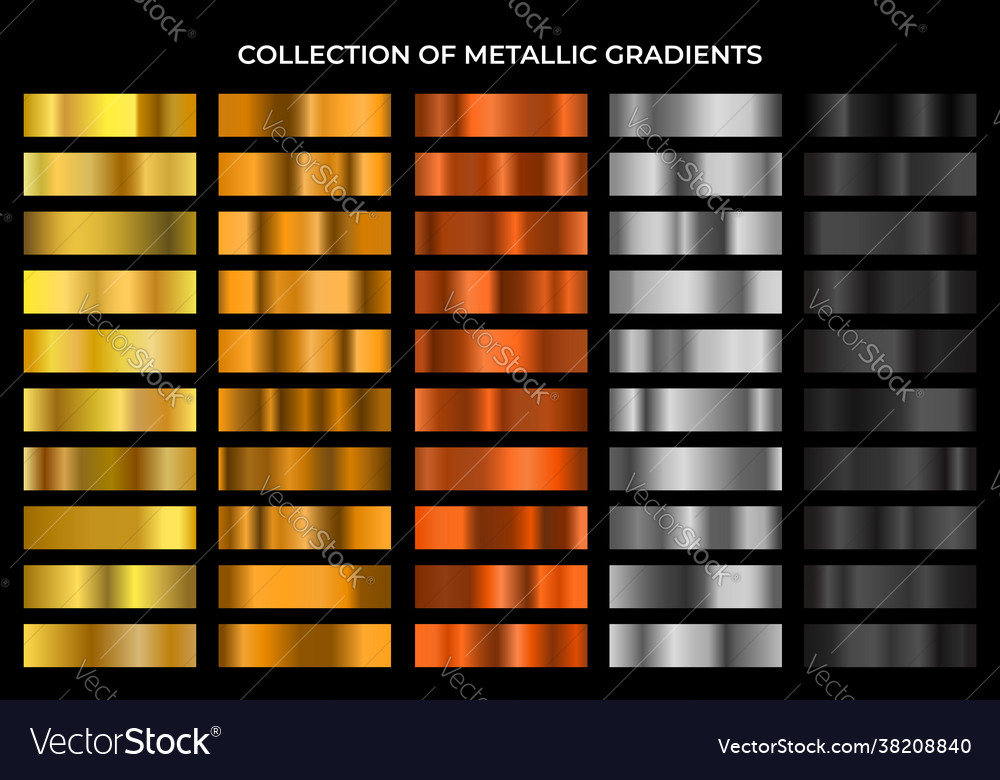 Großes Set Gold Bronze Silber und schwarze Gradienten vector image Großes Set Gold Bronze Silber und schwarze Gradienten