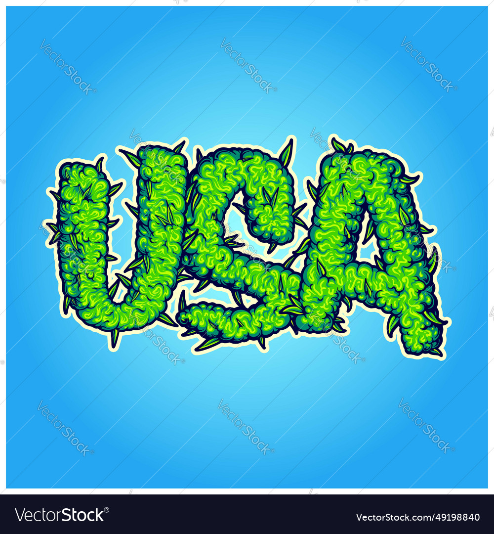 Cannabis Usa Lettering Smoke Effect Royalty Free Vector