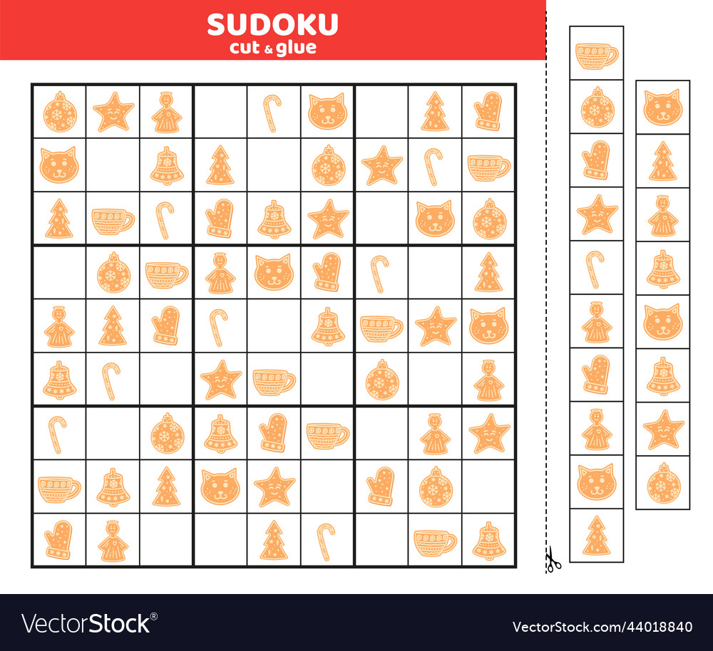 Cookie sudoku for kids with nine christmas