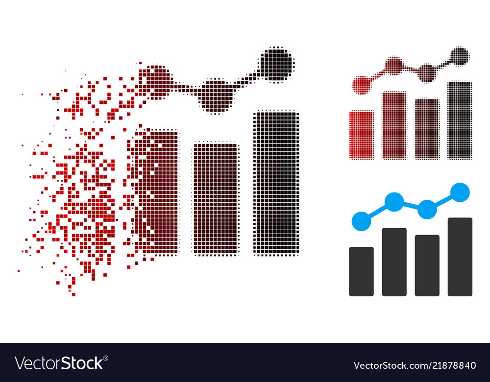 Dissolved dot halftone analytics icon with face