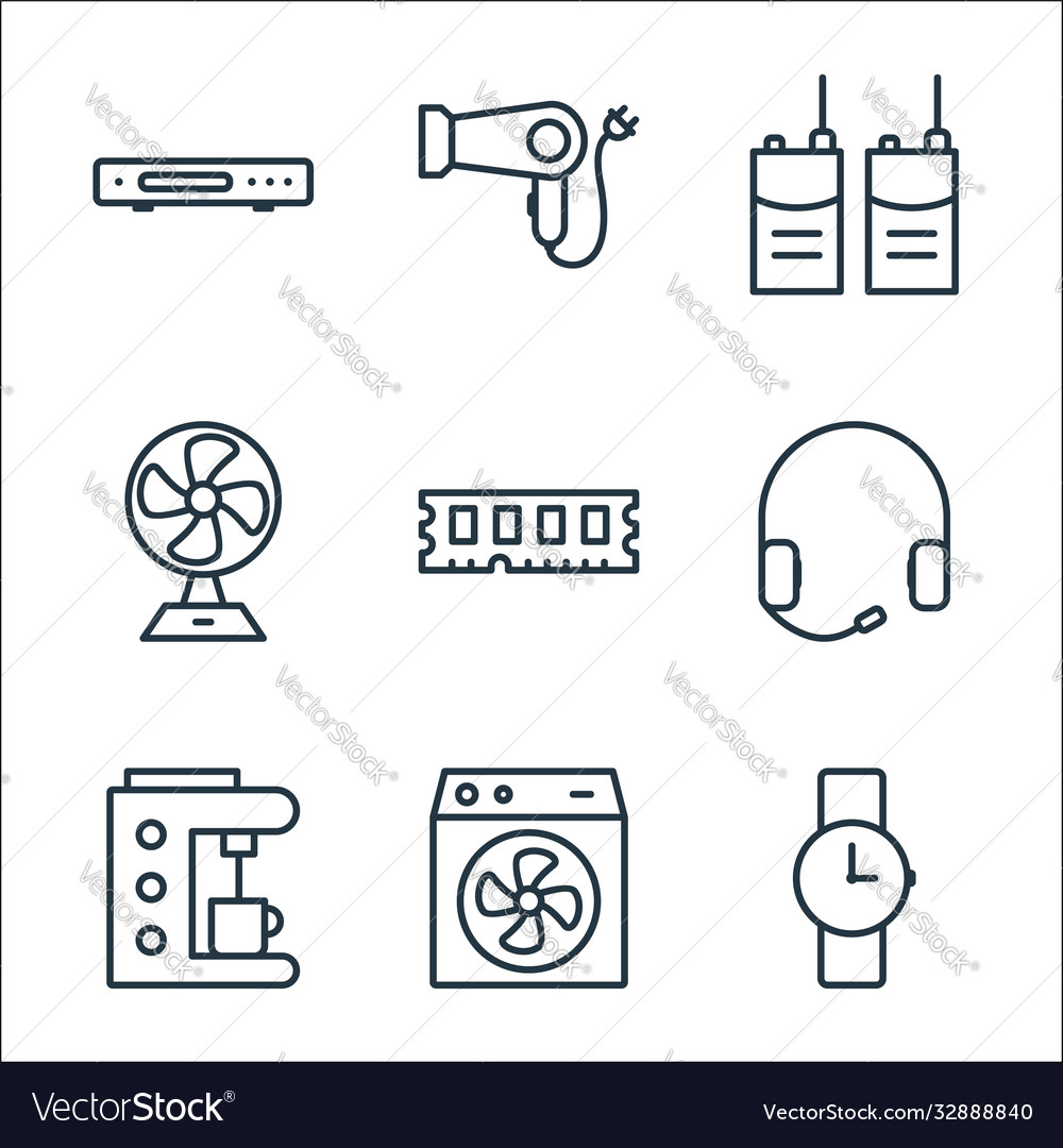 Electronic devices line icons linear set quality Vector Image Electronic devices line icons linear set quality