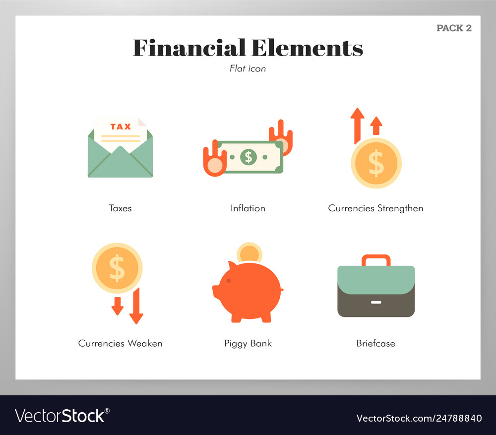 Financial elements flat pack Royalty Free Vector Image