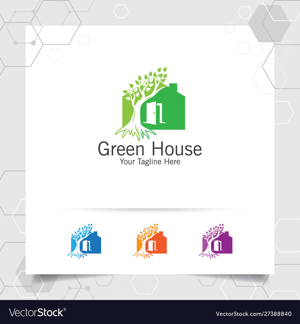 Green house logo design with concept home