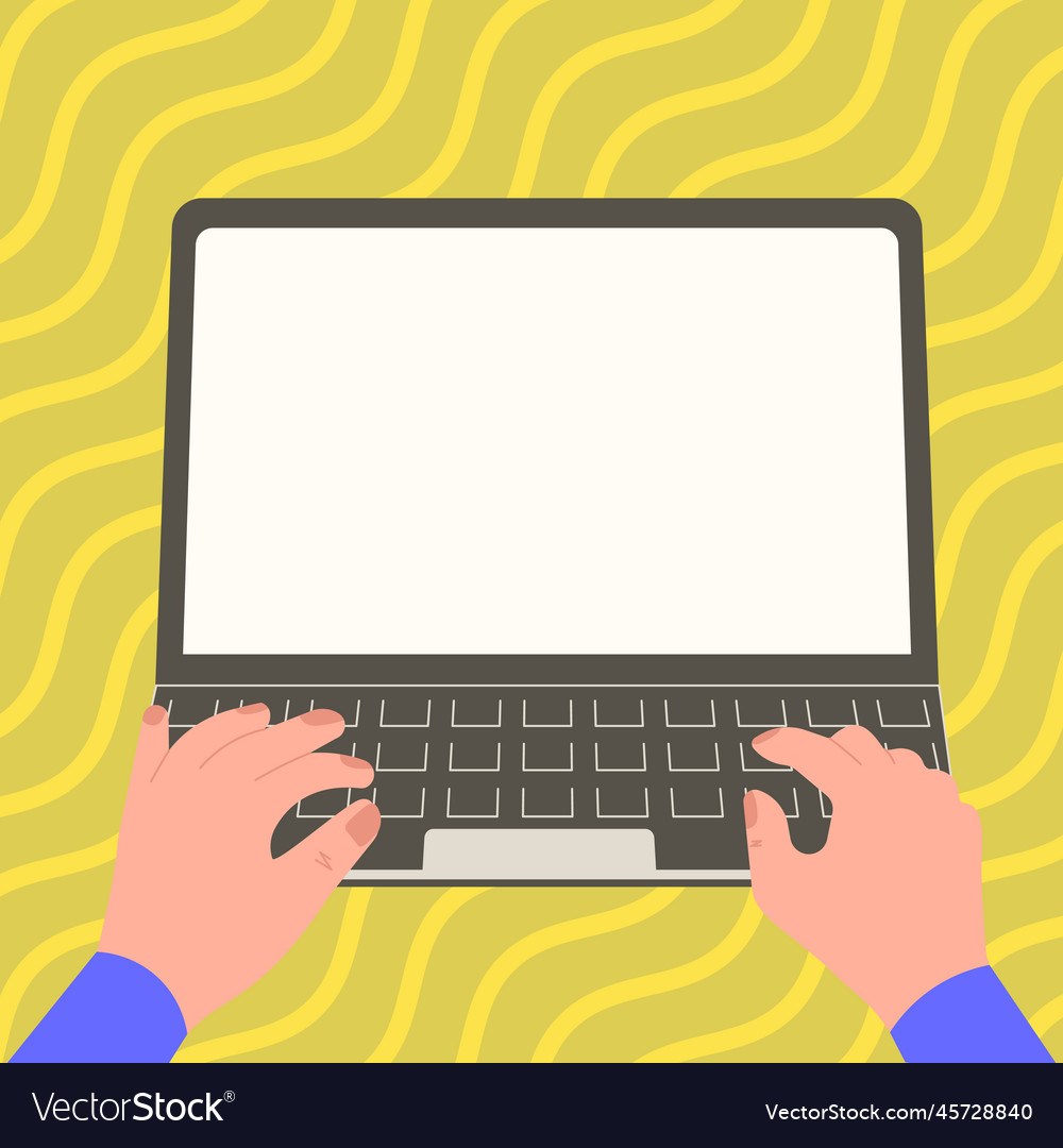 Hands typing text with keyboard laptop screen Vector Image Hands typing text with keyboard laptop screen
