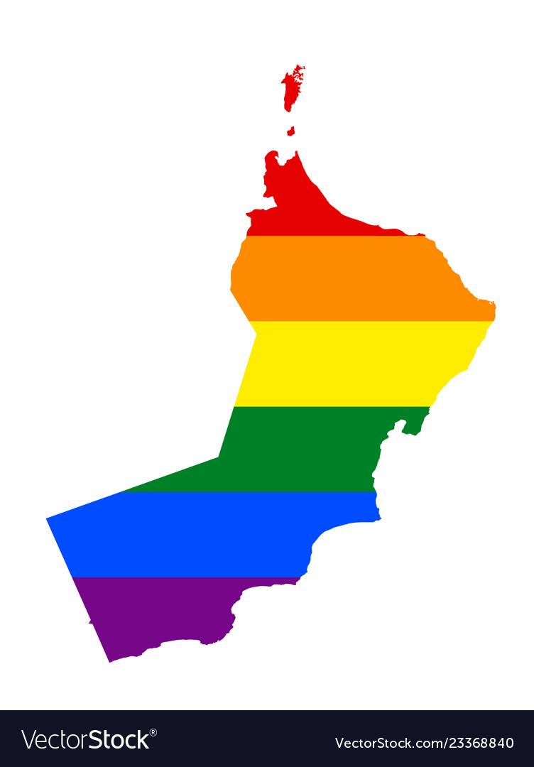 Lgbt flag map of oman rainbow