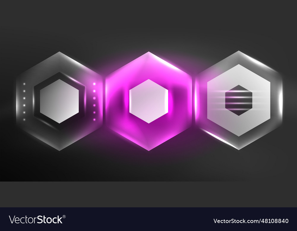 Neon hexagon background hi-tech design vector image Neon hexagon background hi-tech design