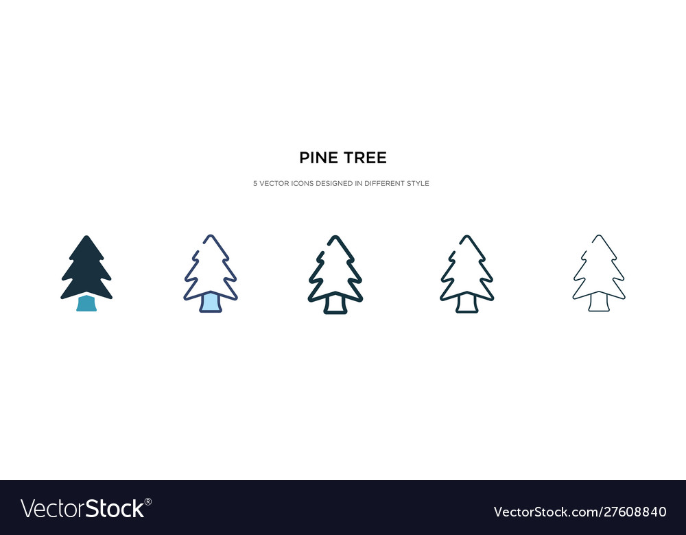 Pine tree icon in different style two colored