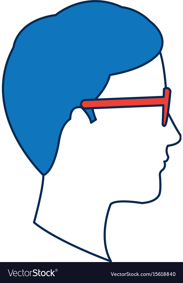 Profile Man Avatar Portrait With Blue Hair Vector Image