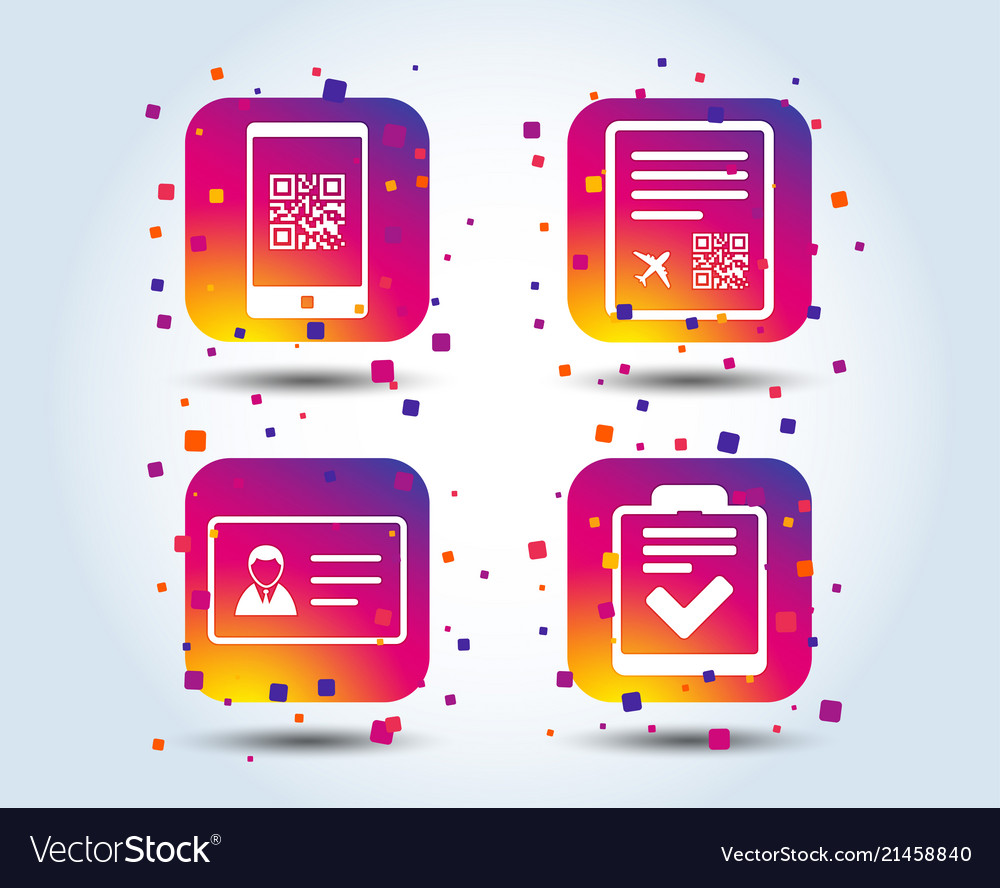 Qr scan code icon boarding pass flight sign