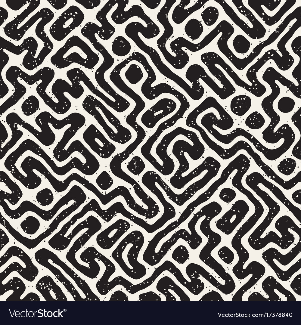 Seamless pattern with maze lines monochrome