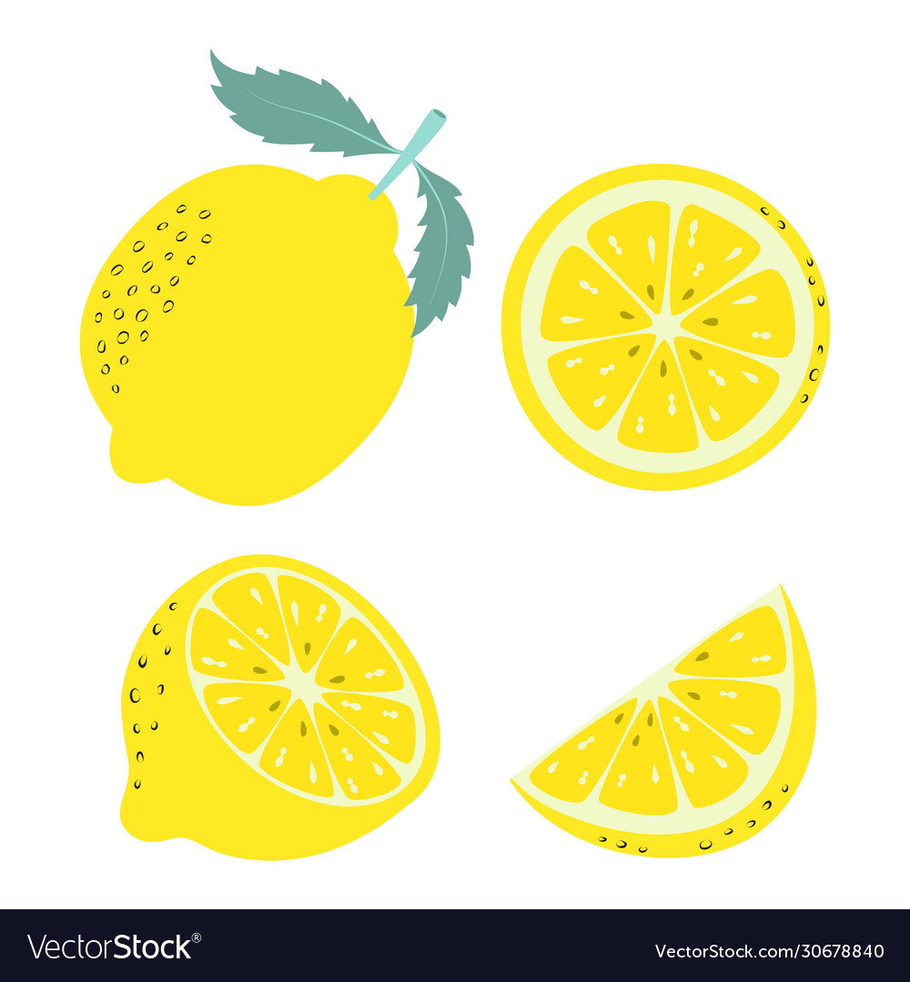 Set lemons isolated on white background