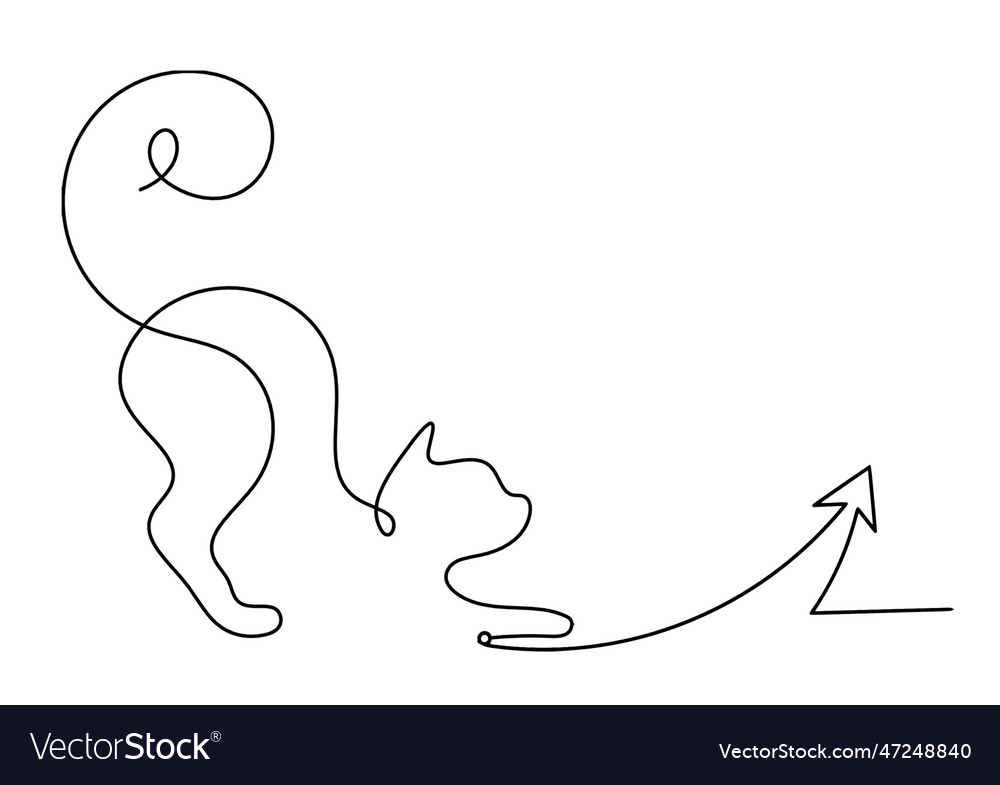 Silhouette of abstract cat with direction in line