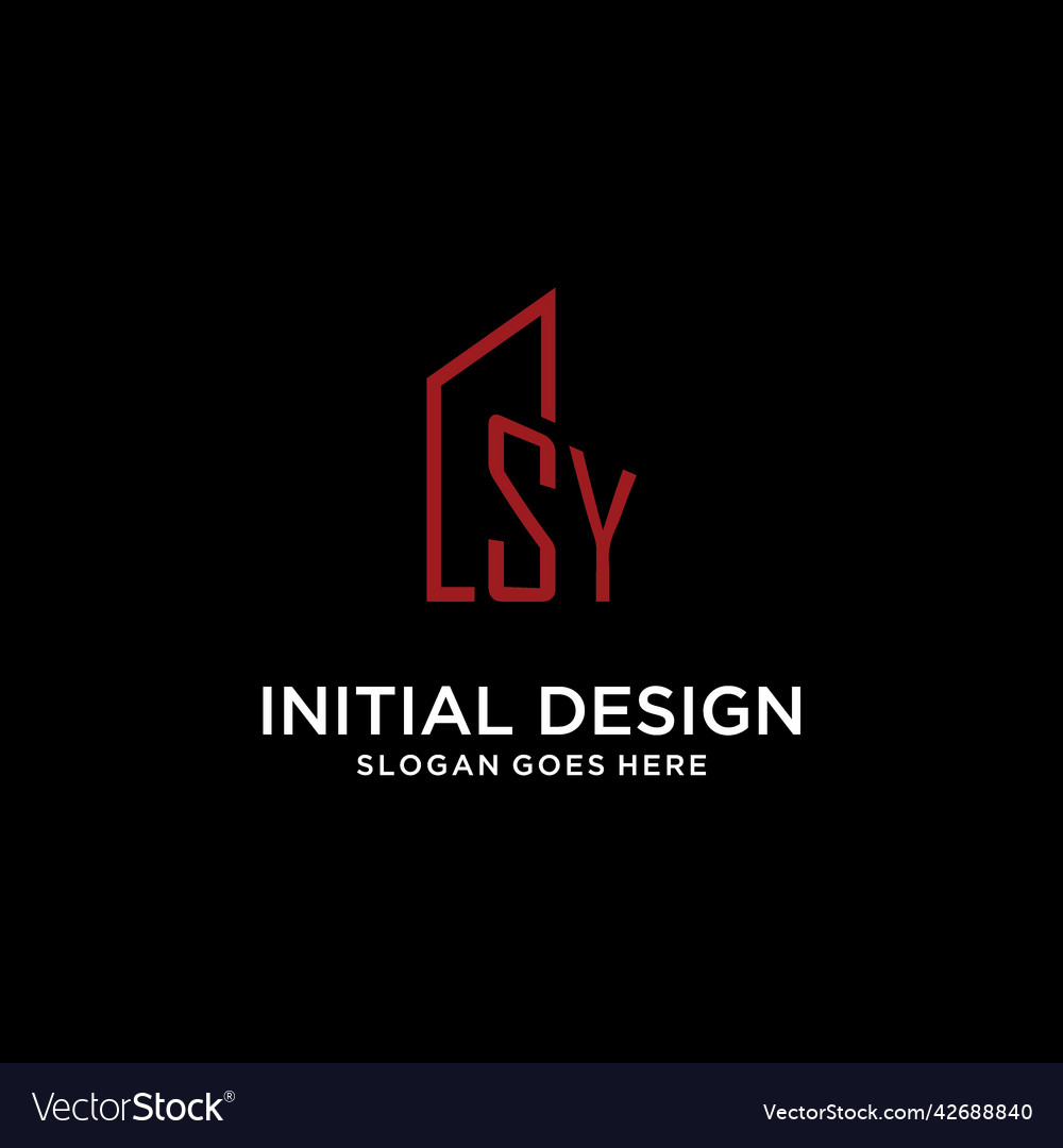 Sy initial monogram with building logo design Vector Image Sy initial monogram with building logo design