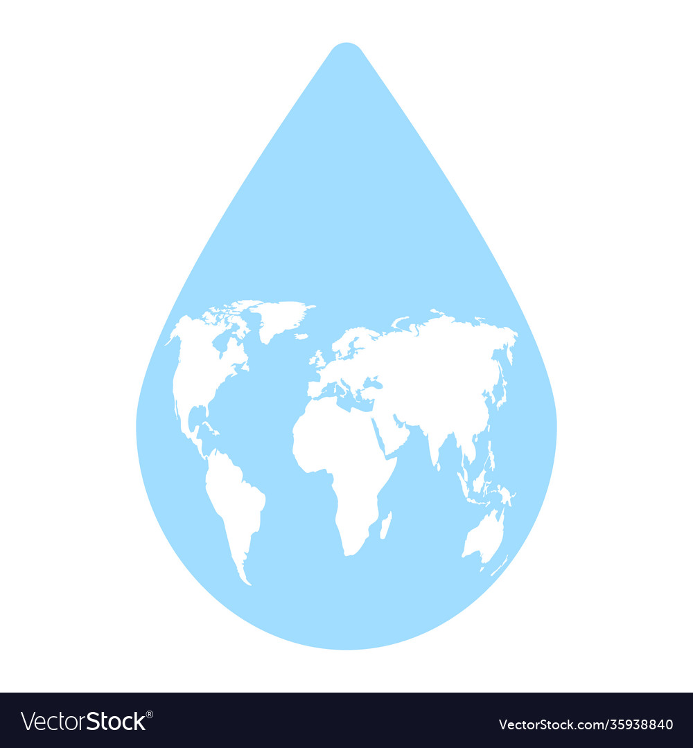 World water day blue drop and map save