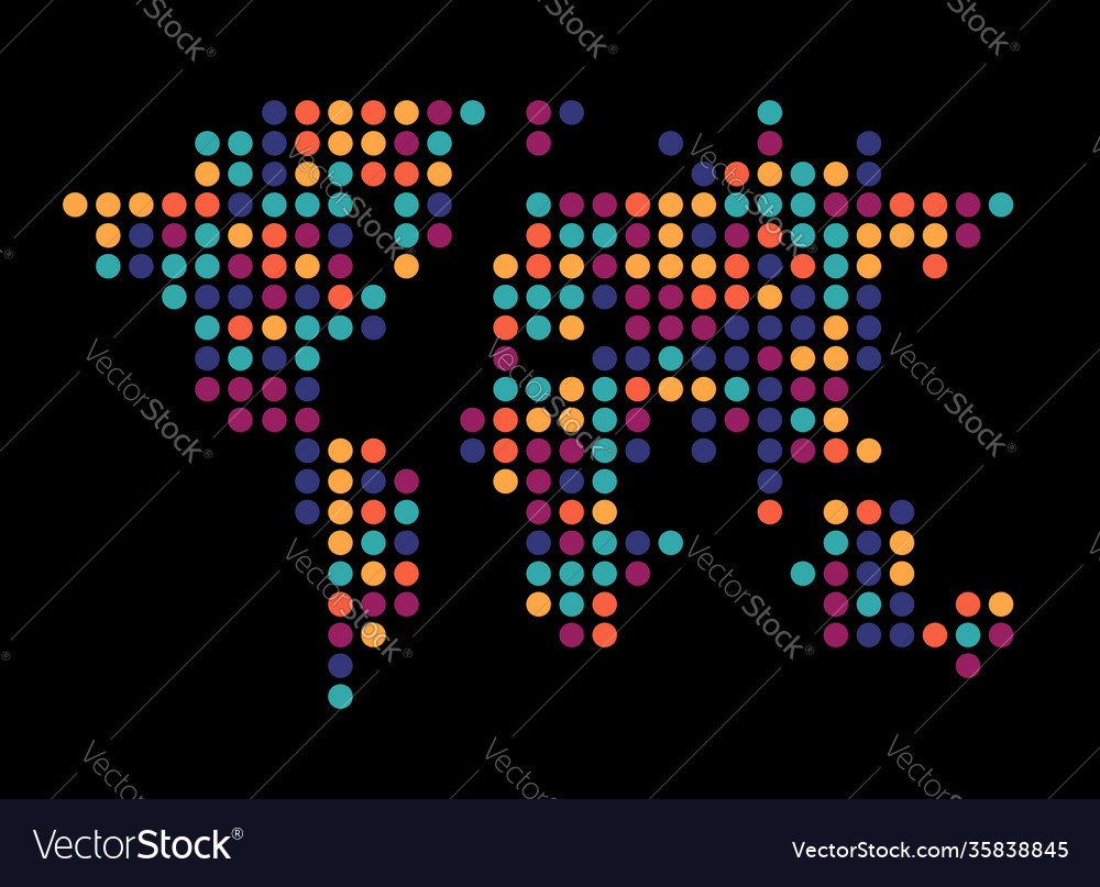 Abstract computer graphic world map round dots vector image Abstract computer graphic world map round dots