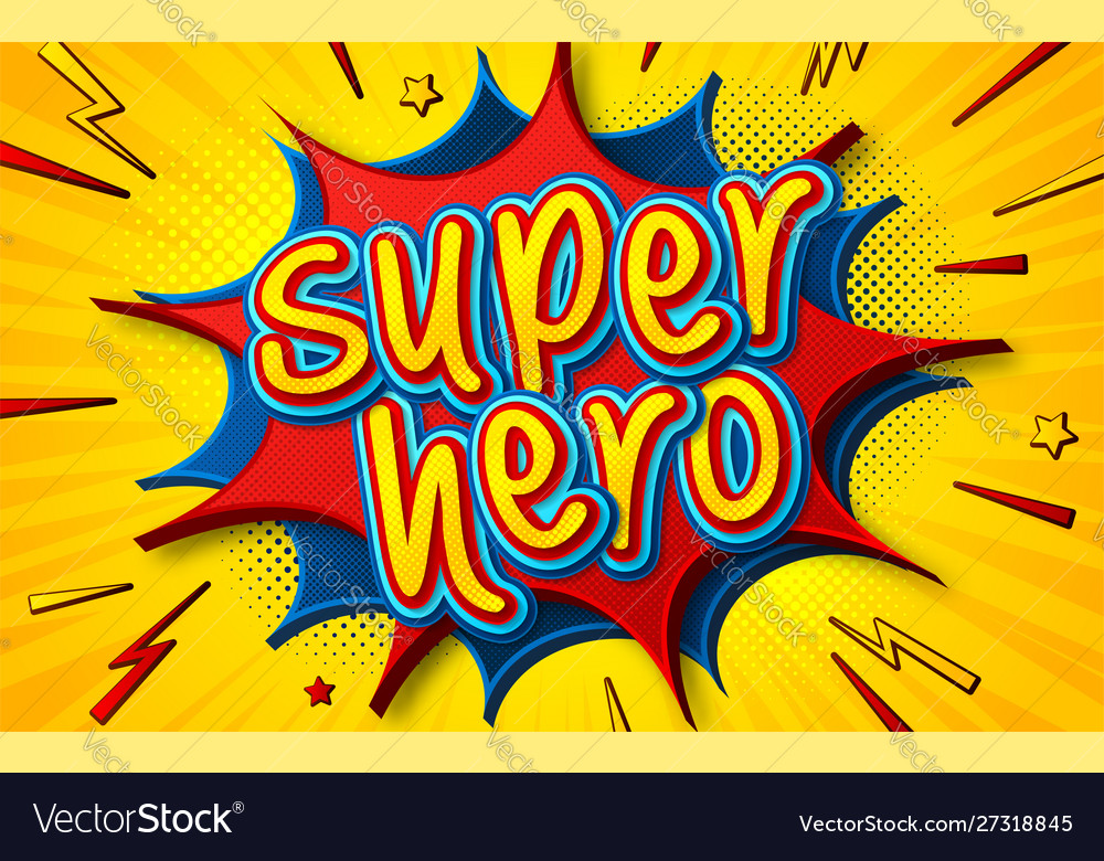 comic-poster-with-word-superhero-in-pop-art-style-vector-image