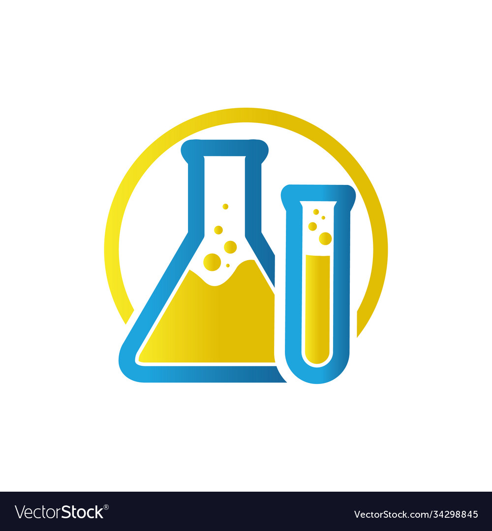 Flask sign lab logo template design researh Vector Image