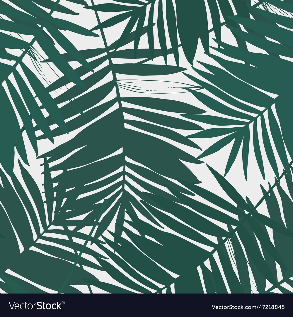 Green tropical leaves drawing seamless pattern Vector Image