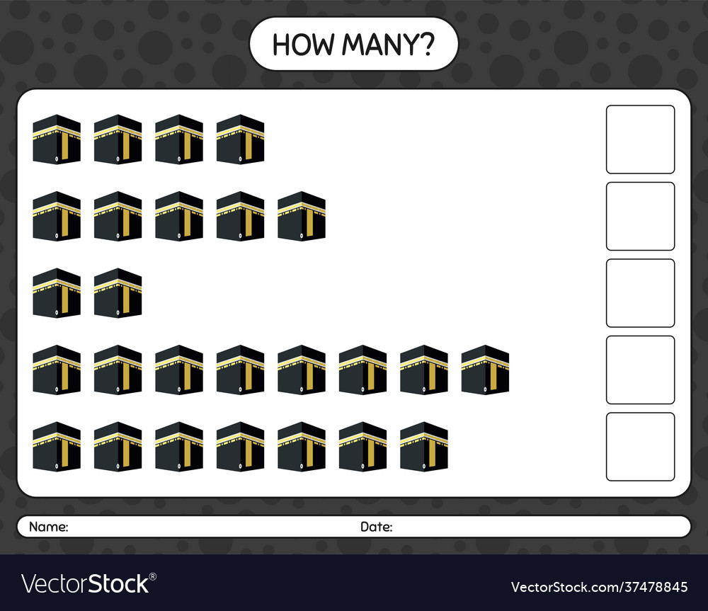 How many counting game with kaaba worksheet