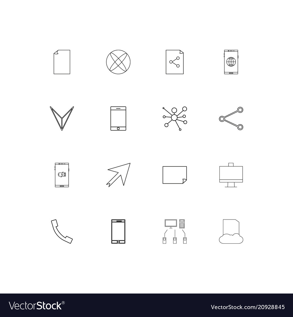 Network and database linear thin icons set