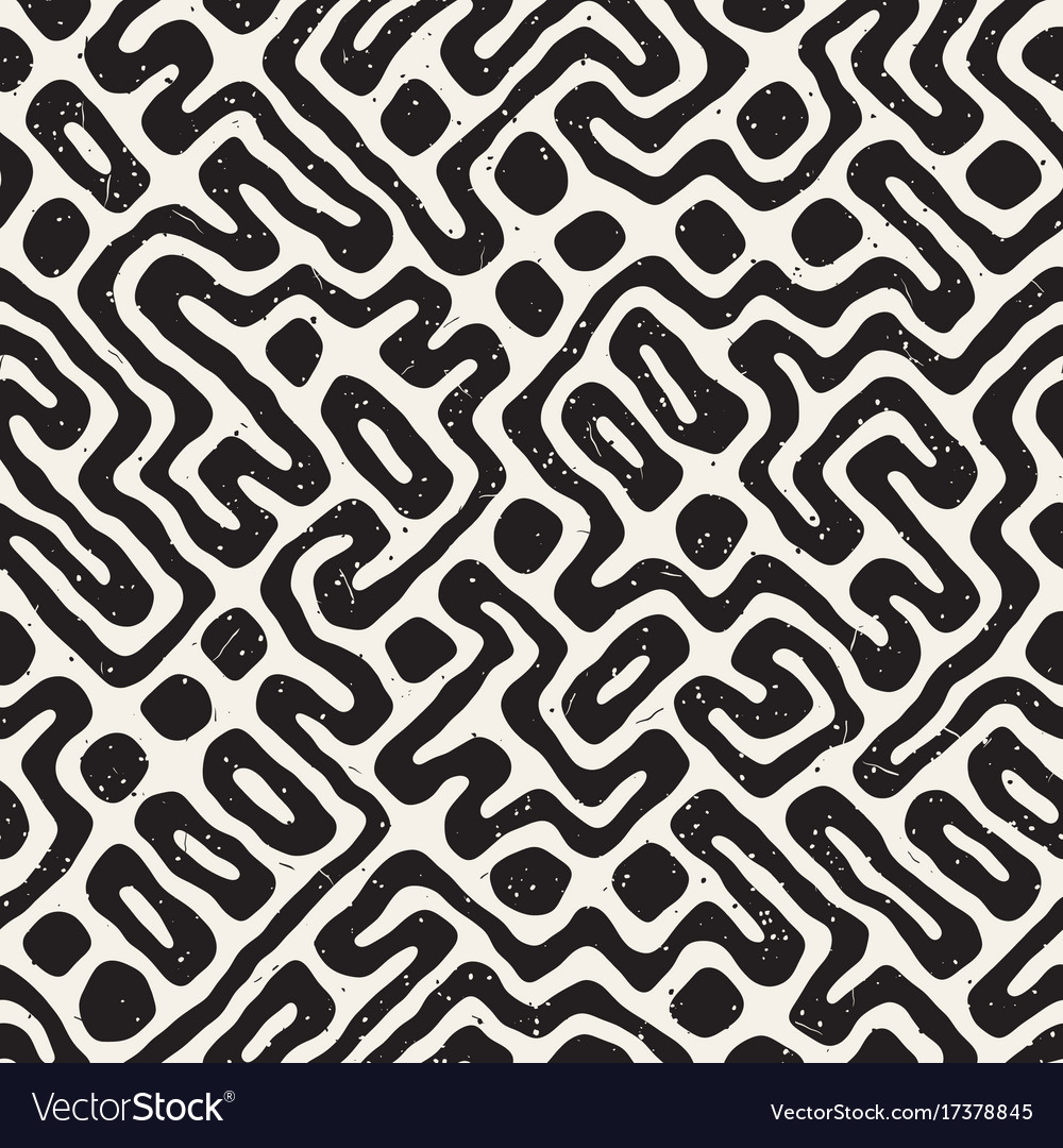Seamless pattern with maze lines monochrome