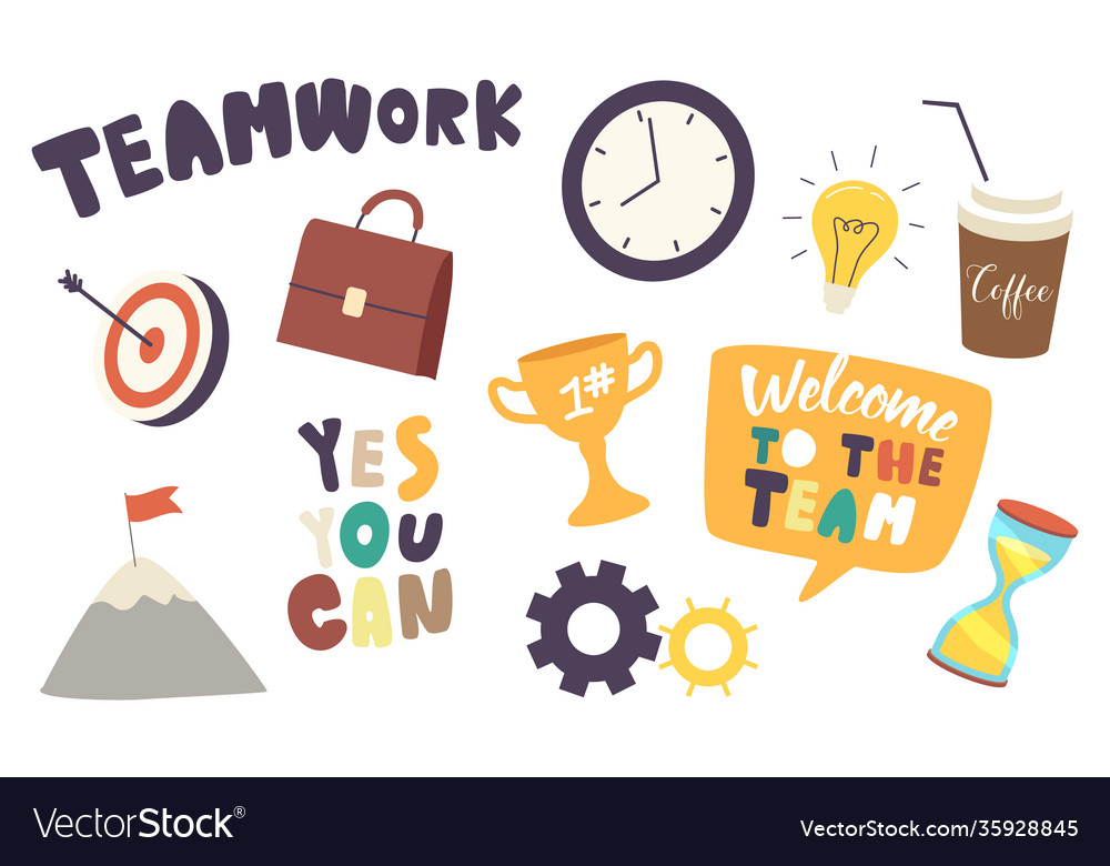 Set icons teamwork theme target with arrow vector image Set icons teamwork theme target with arrow