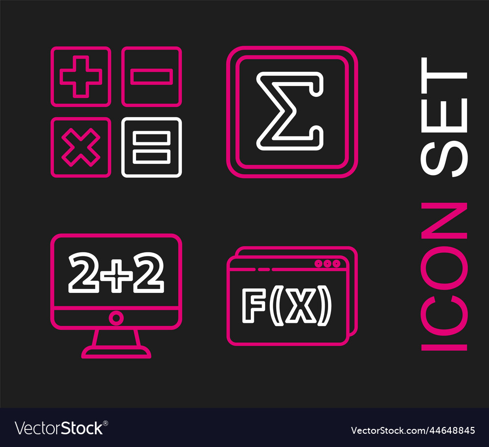 Set line function mathematical symbol equation vector image Set line function mathematical symbol equation