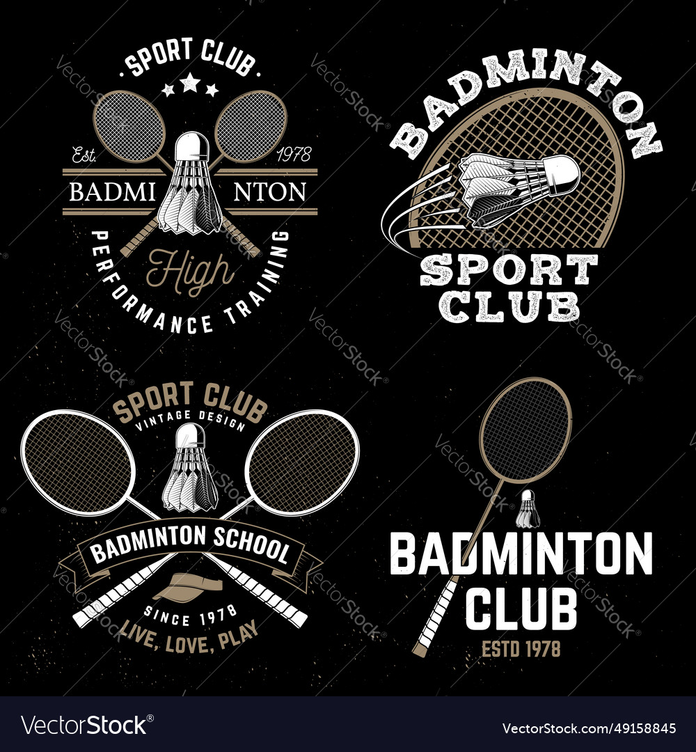 Set of badminton sport badge patch emblem logo Vector Image