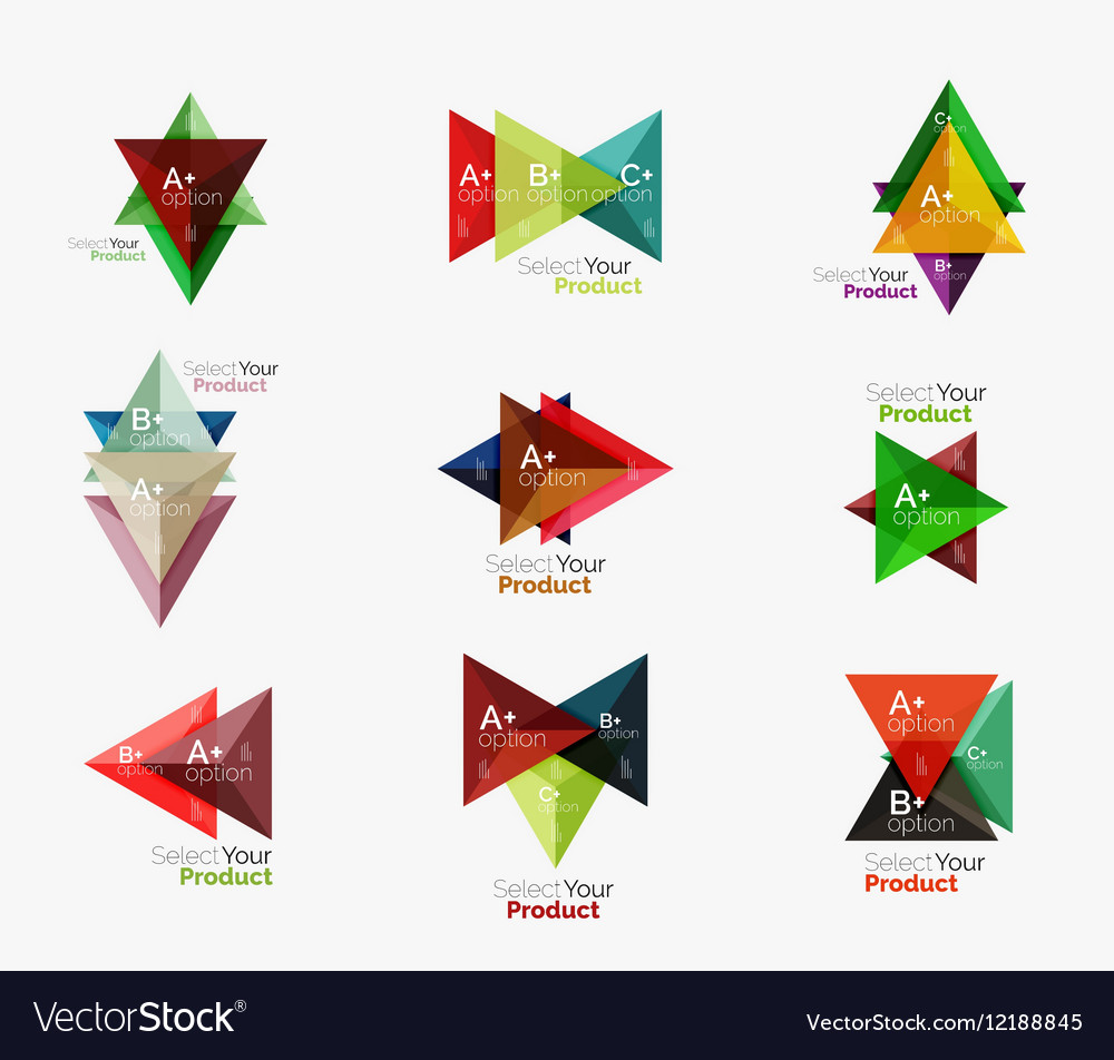 Set of triangle option infographic layouts
