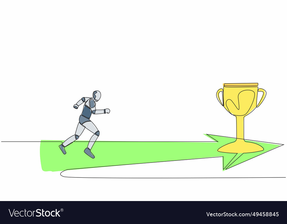 Single continuous line drawing of robot running