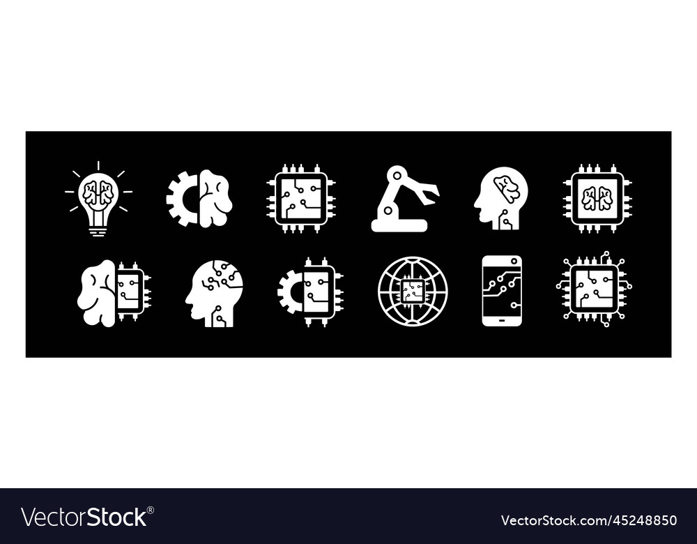 Artificial intelligence icons set