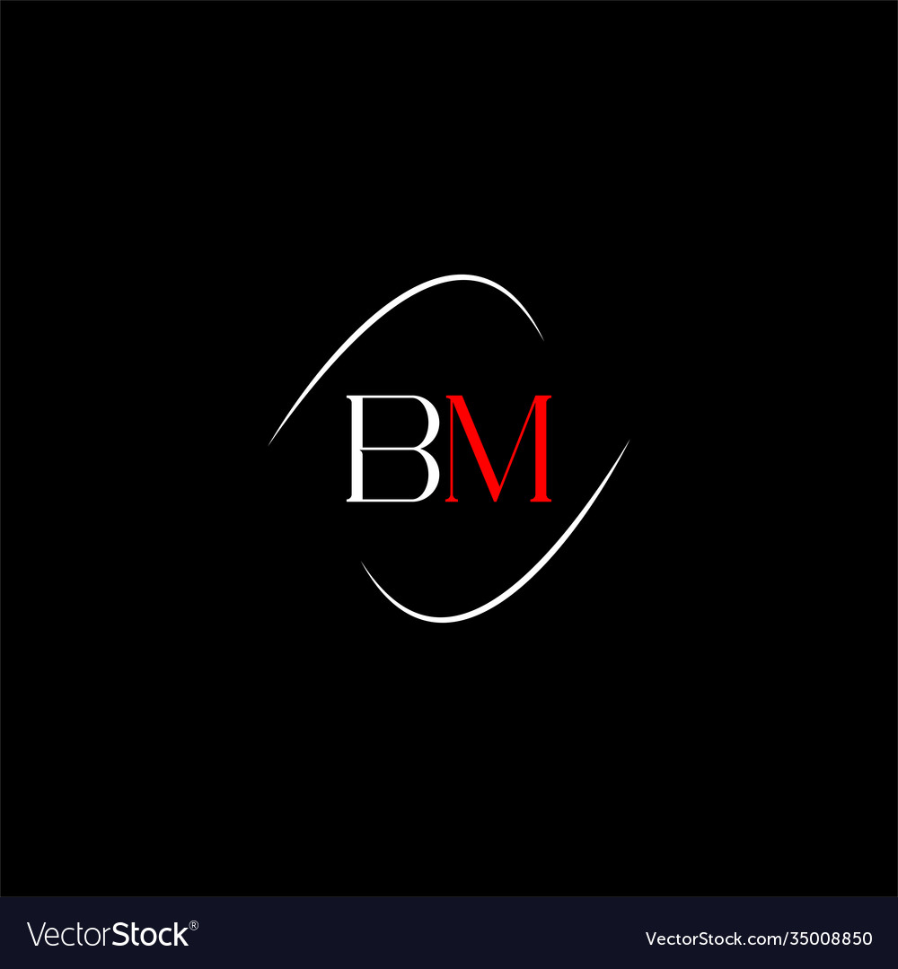 B m letter logo creative design on black color Vector Image