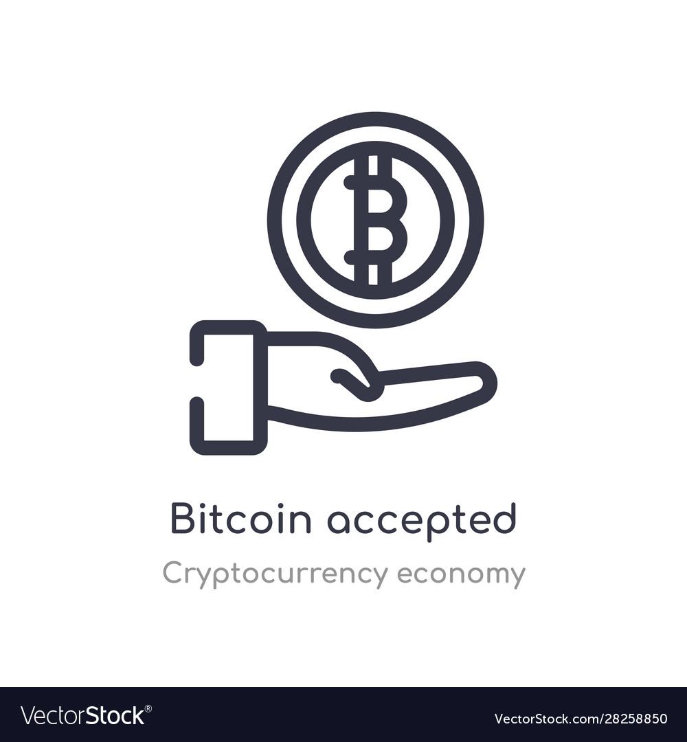 Bitcoin accepted outline icon isolated line from