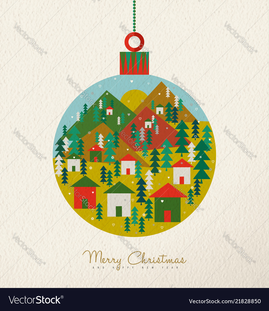 christmas vintage card of retro holiday bauble vector image retro holiday